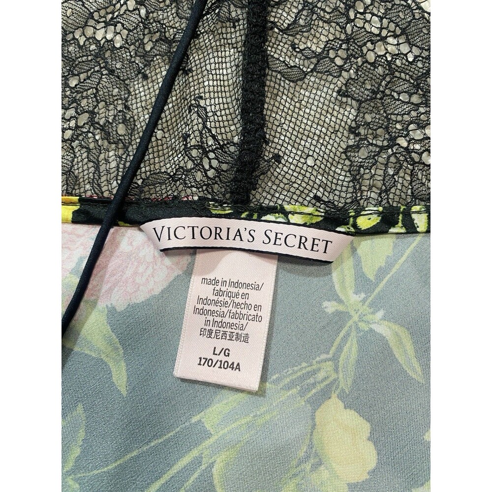 Victorias Secret Satin Camisole Top NWT Black Floral Lace Back Halter Size L - Picture 6 of 11